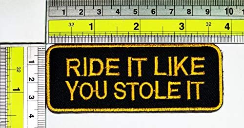 Парита жолто возење како што си го украл слоганите зборови смешни велосипедисти извезени мотоцикли MC клуб велосипедисти лепенка
