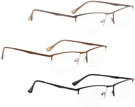 Лур 3 пакува очила за читање на метал од половина раб