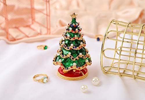 Qifu-Hand, насликана емајлирана новогодишна елка Декоративна кутија за накит со шарки, уникатен подарок за домашен декор