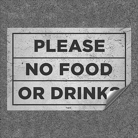 „Те молам, без храна или пијалоци-базична сива“ тешка индустриска само-лепенка алуминиумска wallид Деклас | 48 x32
