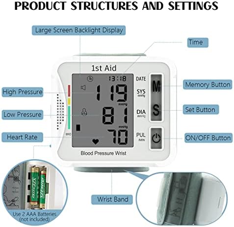 Преносни монитори на крвен притисок за домашна употреба прилагодлива манжетна на зглобот на крвен притисок Автоматски БП машина Голем