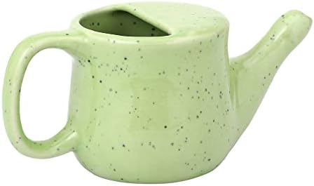 HealthGoodsin Ceramic Neti Pot, доказ за истурање со 5 сол од кесичка нети - боја на зелена фракли, има 250 ml