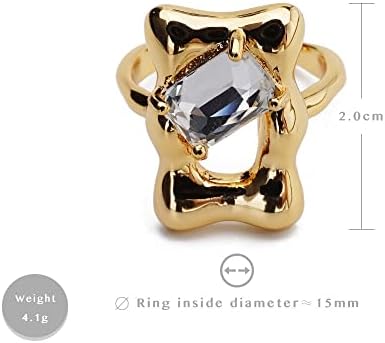 Zboro P37 Отворен прилагодлив прстен цистал дебел позлатен 18K злато магично огледало прстен за жени девојки мажи-13371