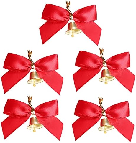Декорации за забави на мијаријар, црвено bellвонче лакови Божиќни украси новогодишна елка што висат украси за забави за деца