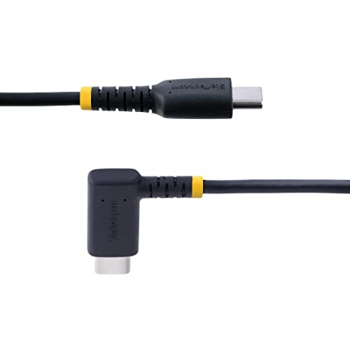 Startech.com 1FT USB C кабел за полнење Правен агол - 60W PD 3A - Тешка должност за брзо полнење USB -C кабел - USB 2.0 Type -C -