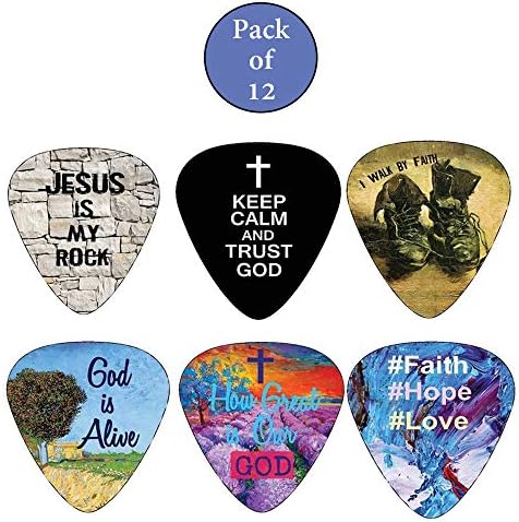 Кристијан гитара - 12 пакувања - Библиски инспиративни пораки - целулоиден медиум од новојасните најдобри подароци за крштевање на тимот