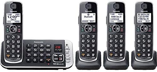 Panasonic KX -TGE674B Прошидлив телефонски систем безжичен систем со дигитален систем за одговарање - црна