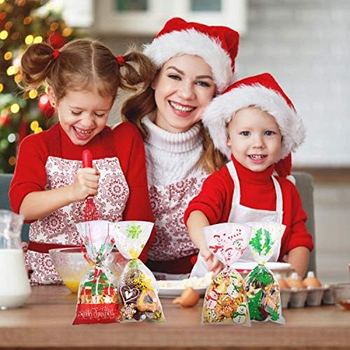 Вејлин 120 парчиња Божиќни Целофански Чанти, божиќни торби со бонбони Со виолончело со Вратоврски За Празнични Забави