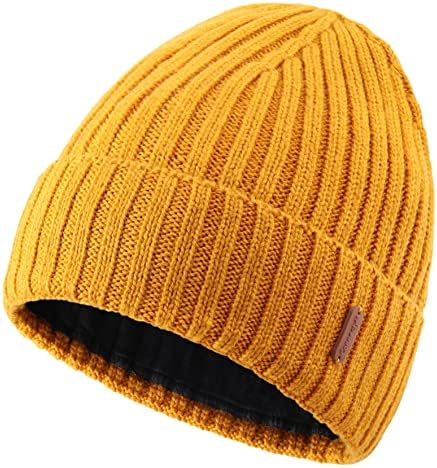 Connectyle класични топли зимски капи, дебели плетени манжетни за манжетни со постава
