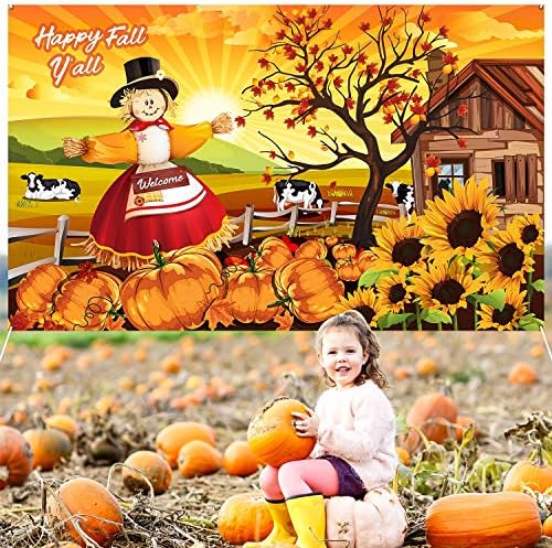 Blulu среќен пад на забавата Декорација Заднина на добредојде на есенски плашило за жетва декоративна есенска позадина за Ноќта