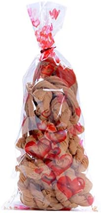 150 парчиња Валентин Целофан Торби За Колачиња Добрите Бонбони Третираат Торба Со Пресврт Врски За Денот На Вљубените Партиски Материјали