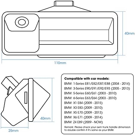 Резервна камера за резервна копија на резервната камера за стопанство на автомобили HD HD Parking Camera For BMW X1 X5 E60 E61 E70 E71 E72 E82