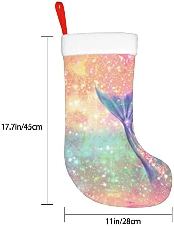 Аугенски Божиќни чорапи сјајни розови сирена двостран камин што виси чорапи