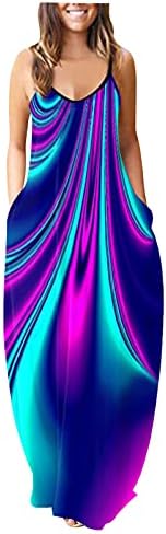 Витонг Жени Фустани Без Ракави Летни Секојдневни Фустани О - Вратот Цвет Печатење Плус Големина Пуловер Долги Фустани