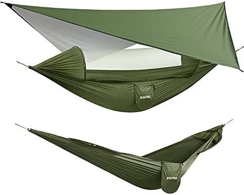 G4free голема кампови за кампување со комарци и летање од дожд- 2 лице преносен хамак со мрежа за грешки и шатор за шатори, шатор за