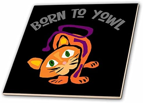 3dRose Смешни Симпатична Поп-Арт Калико Мачка Роден Во Жолчка Игра На Зборови Цртан Филм-Плочки