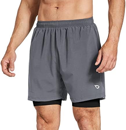 Балаф машки 2 во 1 атлетски шорцеви за трчање 5 Брзи суви обложени шорцеви со патент џеб