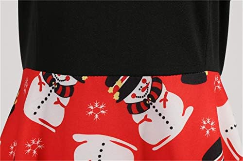 Andongnywell Божиќна долга ракав забава за печатење V-врат капа, половина ракав, цветни обични работни забави чај за замав фустан