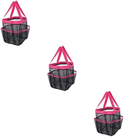 Zerodeko 3PCS мрежа тоалетна торба за миење торба за миење торба за бања розов најлон со висок капацитет