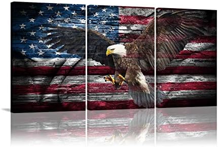 Калава модерен wallиден декор платно отпечатоци wallидна уметност ќелава орел wallидна уметност за дневна соба Американски знаме печати патриотски концепт сликање 3 па?