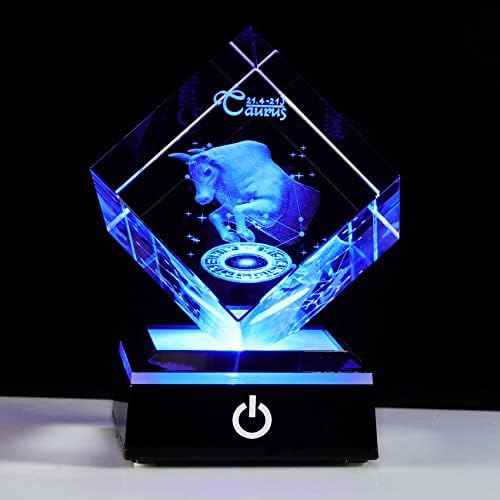 3Д кристали Бик Зодијак Астрологија Подароци за жени мажи, Бик стаклена фигура декор соstвездие работи април мај роденденски подароци за