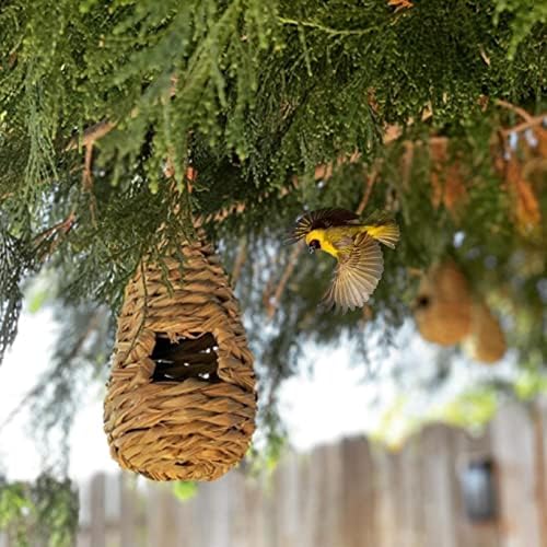 Куќичка За Птици Колибри За Закачување На Отворено, Природна Трева-Ткаено Гнездо Од Колибри Рачно Изработена Куќа За Птици Џеб За Печење,