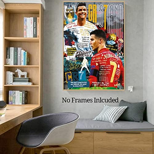Niiorty CR7 Cristiano Ronaldo Poster, мотивациска фудбалска starвезда платно wallидна уметност, фудбалски спортски wallидни уметности, Кристијано Роналдо уметнички постер за салата кан