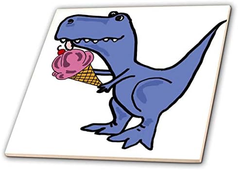 3дроза Смешни Симпатична Трекс Диносаурус Јадење Сладолед Конус Плочка, 4 х 4