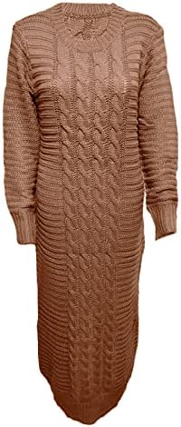 Женски џемпер фустан круг врат забава зимски фустан Клуб со едно парче екипаж плетен џемпер здолниште фустан миди