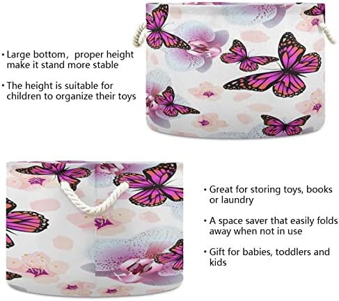 Кигаи пеперутки памук јаже корпа голема склоплива бебешка перење корпа за корпи за деца за складирање на играчки за играчки