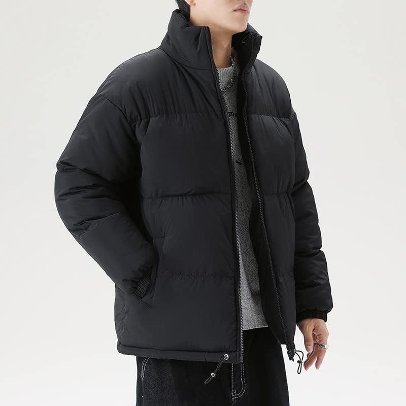 Uofoco јакни за мажи, обична јакна со долги ракави, манс -масти, плус големина пуфер јакна домашна облека удобна цврста