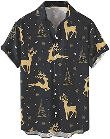 2023 Менс Божиќ Дедо Мраз 3Д Дигитално печатење копче Лапел Краток ракав маица кошула врвна кошула за кратки ракави за кратки ракави