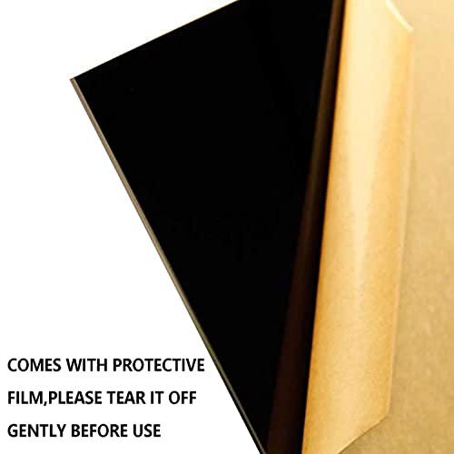 Qeeyon 6pcs црни акрилни плексиглас листови, 4 x 6 x 0,04 инчи дебели акрилни пластични табли Плекси стаклени панели со заштитни