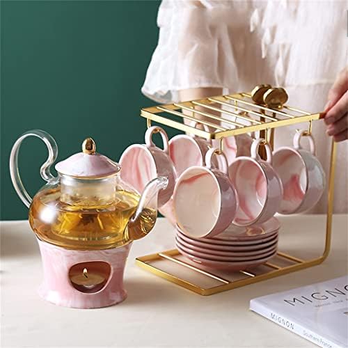 Орев нордиски стил варен овошен чај чај чај чаша цветен чајник поставен чај чај сет стаклен свеќа загревање