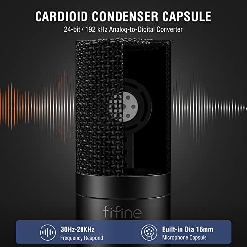 Кондензатор на XLR кондензатор и држач за микрофон, Pifine Cardioid Studio Mic за снимање на стриминг на гласовно ниво ， рака на тешки