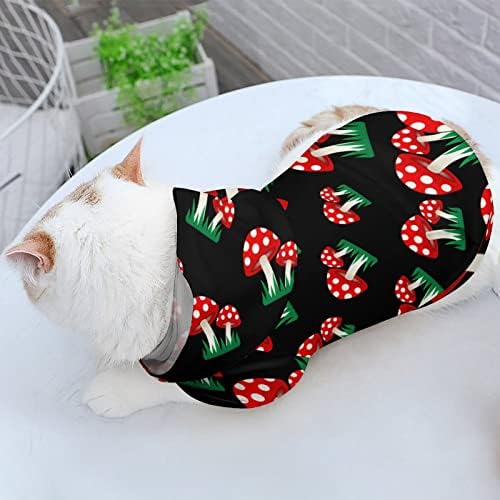 Смешна станица црвена печурка кучиња дуксето крпа мачка џемпер -облека со капа со меки миленичиња палто пуловер