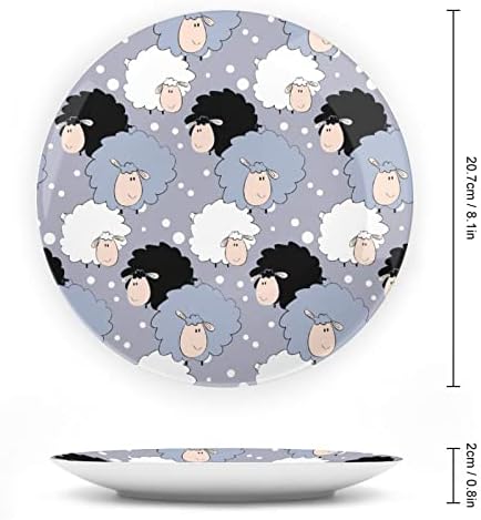Смешни детски овци Декоративни чинија тркалезни керамички плочи со приказ за свадбени украси за домашни канцеларии