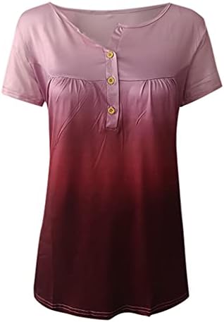 Женски врвови облечени летни летни кратки ракави Туника блузи градиент лабави опремени врвови проток маици удобни кошули