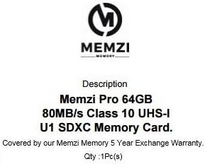 MEMZI PRO 64gb Класа 10 80MB/s Sdxc Мемориска Картичка За Никон Coolpix A900, A300, A100, A10, AW130, AW120, Aw120, AW110, AW110s,