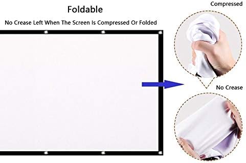 WSSBK Екран за задебелување на проекторот, 120/150 инчи 16: 9, преклопен преносен бел проекција екранот полиестер на отворено домашно