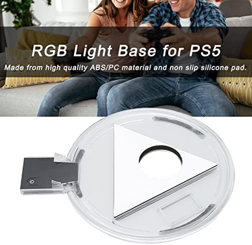 Зунат Предводена База ЗА PS5 Вертикален Држач, Пренослив Прилагодлив 7 Бои Rgb LED Светлосна Основа, Led Амбиентална Светлина Стојат ЗА PS5 Домаќин Конзола За Игри