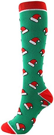 6 пара шарени колени високи чорапи, новите атлетски чорапи за компресија за жени и мажи најдобро ја поддржуваат трчањето Божиќни чорапи
