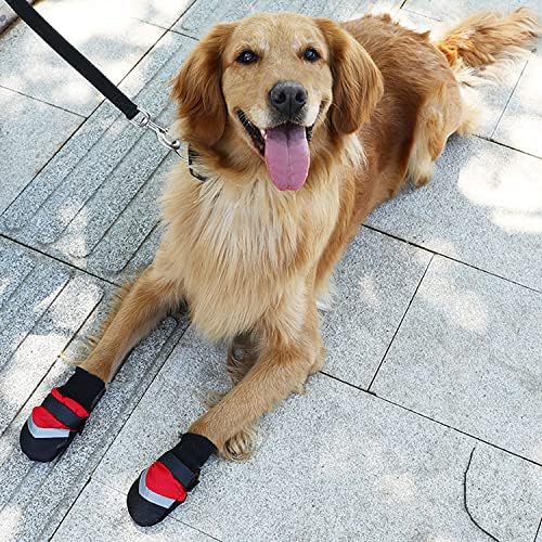 Чизми за кучиња, водоотпорни чевли за кучиња Бестунтек, кои не се заштитувач на гума од гума од гума со рефлексивна лента, топла постава, за