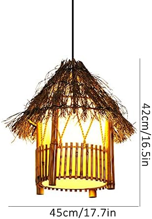 Wlbhwl креативна куќа форма на облик приврзоци лесна тела рачно ткаена бамбус ламба сенка висечки светла Бохо плетен ратан