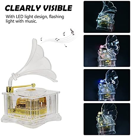 Играчки Валиклуд Играчки музички акрилик музичка кутија со LED светло фонограф дизајн музички бокс гроздобер кутија музички подарок за дипломирање свадба роденден