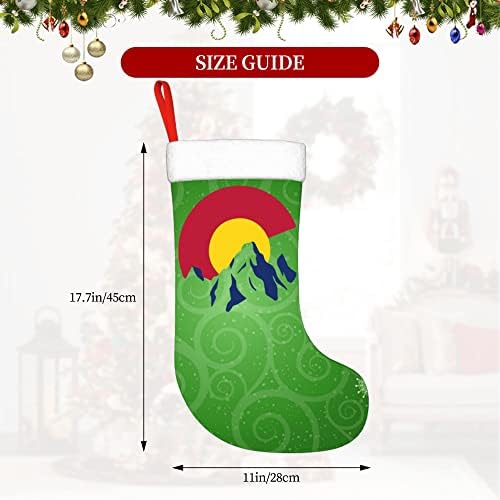 QG ZZX Божиќни чорапи со бела супер мека кафушка манжетна во Колорадо знаме планински Божиќни чорапи Божиќни украси порибување