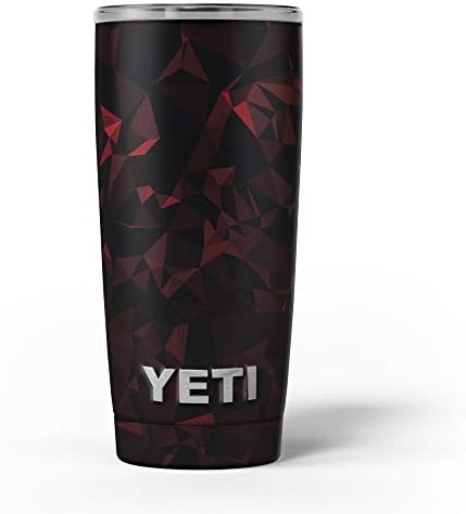 Дизајн Скинц темно црвена геометриска V2 - комплет за винил за завиткување на кожата компатибилен со чашите за ладилни ладилни текови