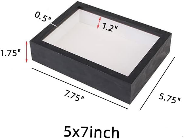 Кутија за прикажување на кутијата со сенка, 1,2 длабока дрвена рамка за слики за сушени цвеќиња, приказ на слики 4x6 со мат или 5х7 без мат за