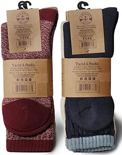 Јахта и Смит 12 пара женски памучни чорапи со памук, женски колена со високи чорапи за подигање