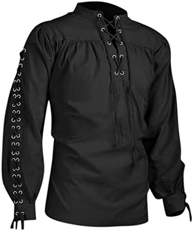 Средновековни кошули за мажи 5xL мода со долга завој блуза човек готски кошула мажи ракав Квалитет на висока машка блуза